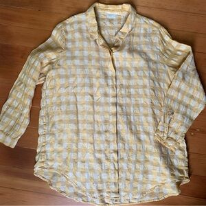 Poetry Golden Checkered Linen Blend Shirt